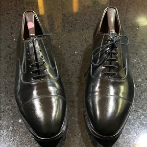 Black Leather Oxford Shoes with Glossy Finish. Lightly worn